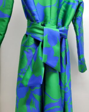 Alternative view of Vibrant Floral Brocade Dress (Green & Blue)