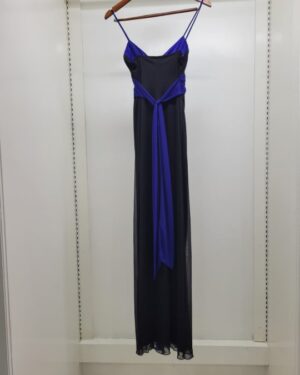 Formal Two-Tone Maxi Dress – Cobalt Blue & Black
