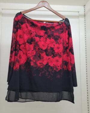 Vibrant Floral Layered Chiffon Blouse