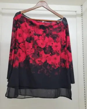 Vibrant Floral Layered Chiffon Blouse
