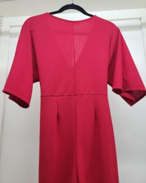 Alternative view of Dramatic Red Flutter-Sleeve Jumpsuit