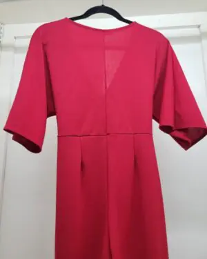 Alternative view of Dramatic Red Flutter-Sleeve Jumpsuit