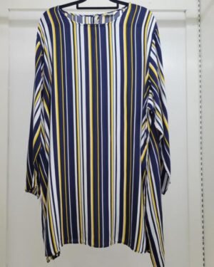 Alternative view of Multi-Tone Vertical Stripe Longline Tunic