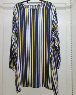 Alternative view of Multi-Tone Vertical Stripe Longline Tunic