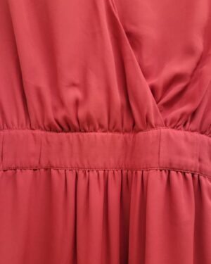 Alternative view of Vibrant Crimson V-Neck Mini Dress with Cinched Waist
