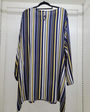 Multi-Tone Vertical Stripe Longline Tunic