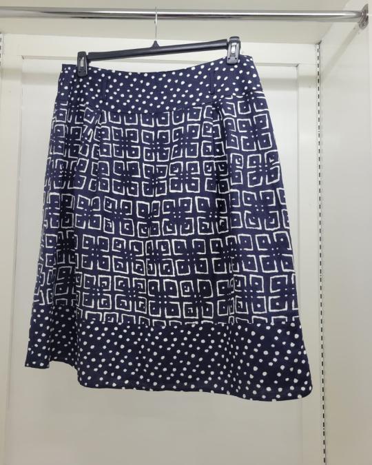Sherry Taylor Navy Geometric & Polka Dot A-Line Skirt - Size 1X
