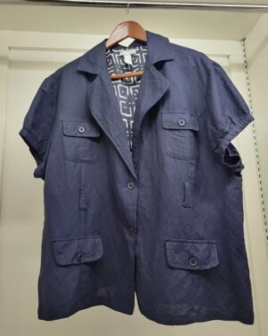 Navy Short Sleeve Utility Safari Jacket - Size 2X