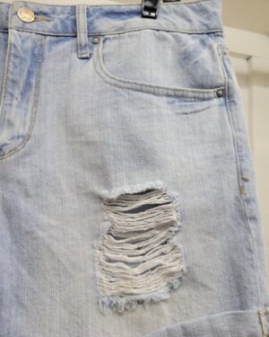 Alternative view of Light Wash High-Rise Distressed Denim Shorts