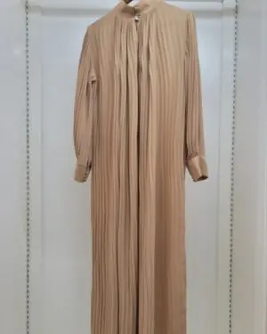 Elegant Pleated High-Neck Gown