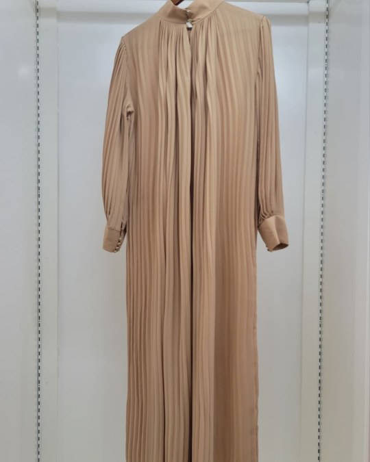Elegant Pleated High-Neck Gown