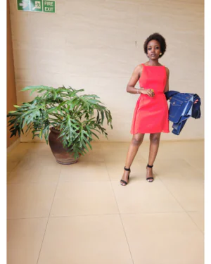 Modern Red Square-Neck Fit & Flare Mini Dress