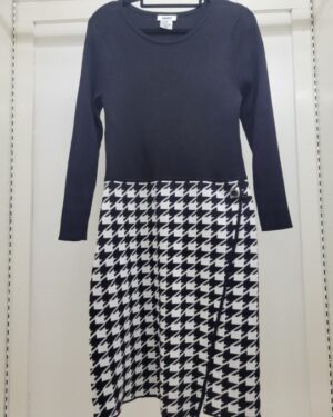 DKNY Mixed-Media Knit Houndstooth Wrap Dress