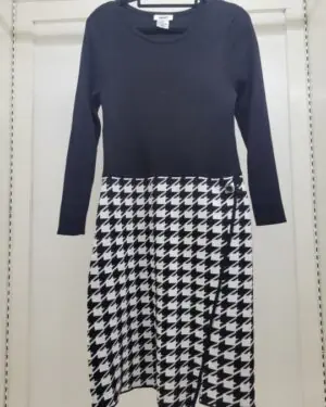 DKNY Mixed-Media Knit Houndstooth Wrap Dress