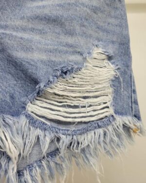 Alternative view of Hi-Rise Crossover Distressed Denim Shorts