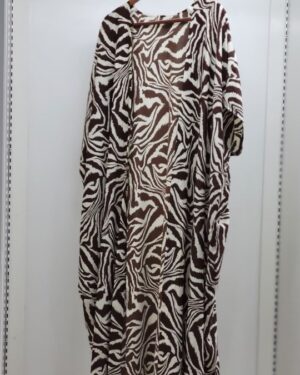 Alternative view of 3 piece trouser set - brown/white print