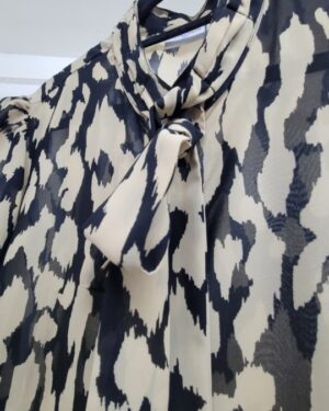 Alternative view of Tie-Neck Abstract Print Blouse - XL