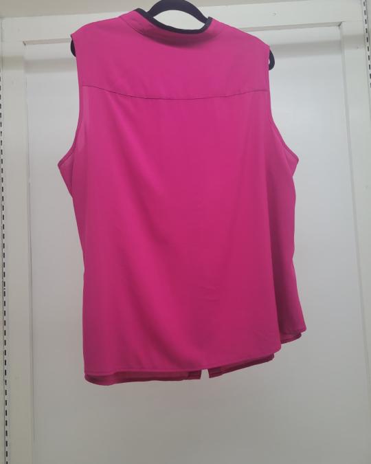Fuchsia Ruffle-Front Sleeveless Blouse - Image 3