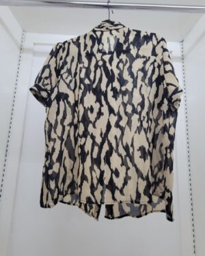 Tie-Neck Abstract Print Blouse - XL