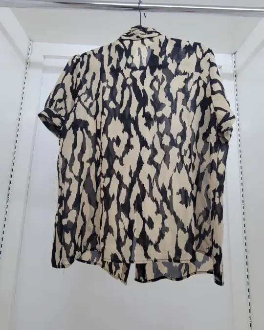 Tie-Neck Abstract Print Blouse - XL