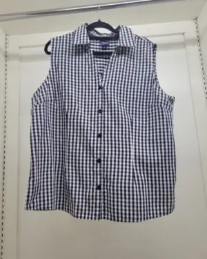 Sleeveless gingham shirt