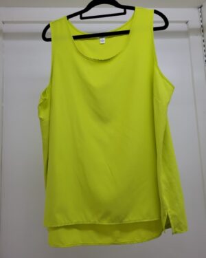 TIME and TRU Women's Sleeveless High-Low Tank Top - Neon Lime