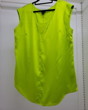 Worthington Sleeveless V-Inset Blouse - Neon Lime