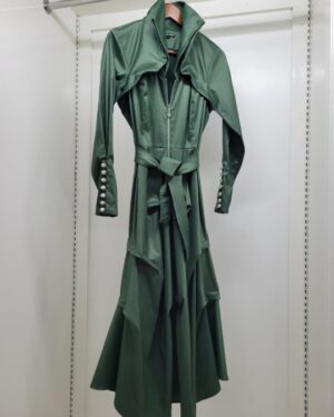 Samuel Dong Architectural Maxi Dress – Forest Green
