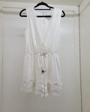 Moon River White Cotton Eyelet Lace Romper