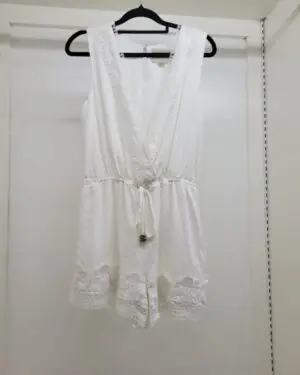 Moon River White Cotton Eyelet Lace Romper