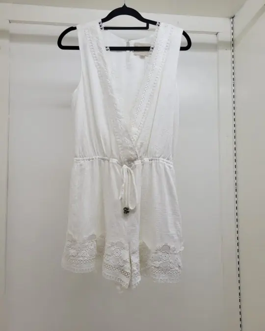 Moon River White Cotton Eyelet Lace Romper