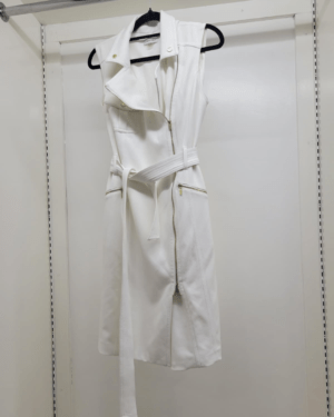 Calvin Klein Sleeveless Moto-Style Belted Trench Dress