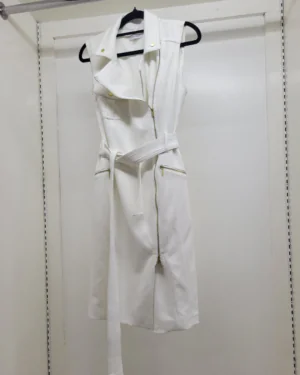 Calvin Klein Sleeveless Moto-Style Belted Trench Dress