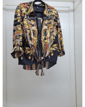 Alternative view of Statement Chain & Floral Print Tie-Front Blouse