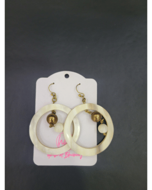 Ivory Pearl & Gold Beaded Hoop Earrings