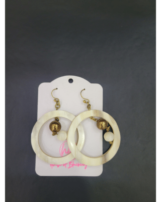 Ivory Pearl & Gold Beaded Hoop Earrings